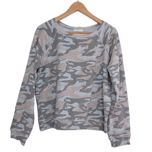 Monrow Camo Sz M Cotton Crewneck Sweatshirt - Picture 2 of 11